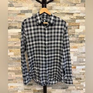 John Varvatos Plaid Long Sleeve Button Up Thin Light Cotton Men’s Size Medium